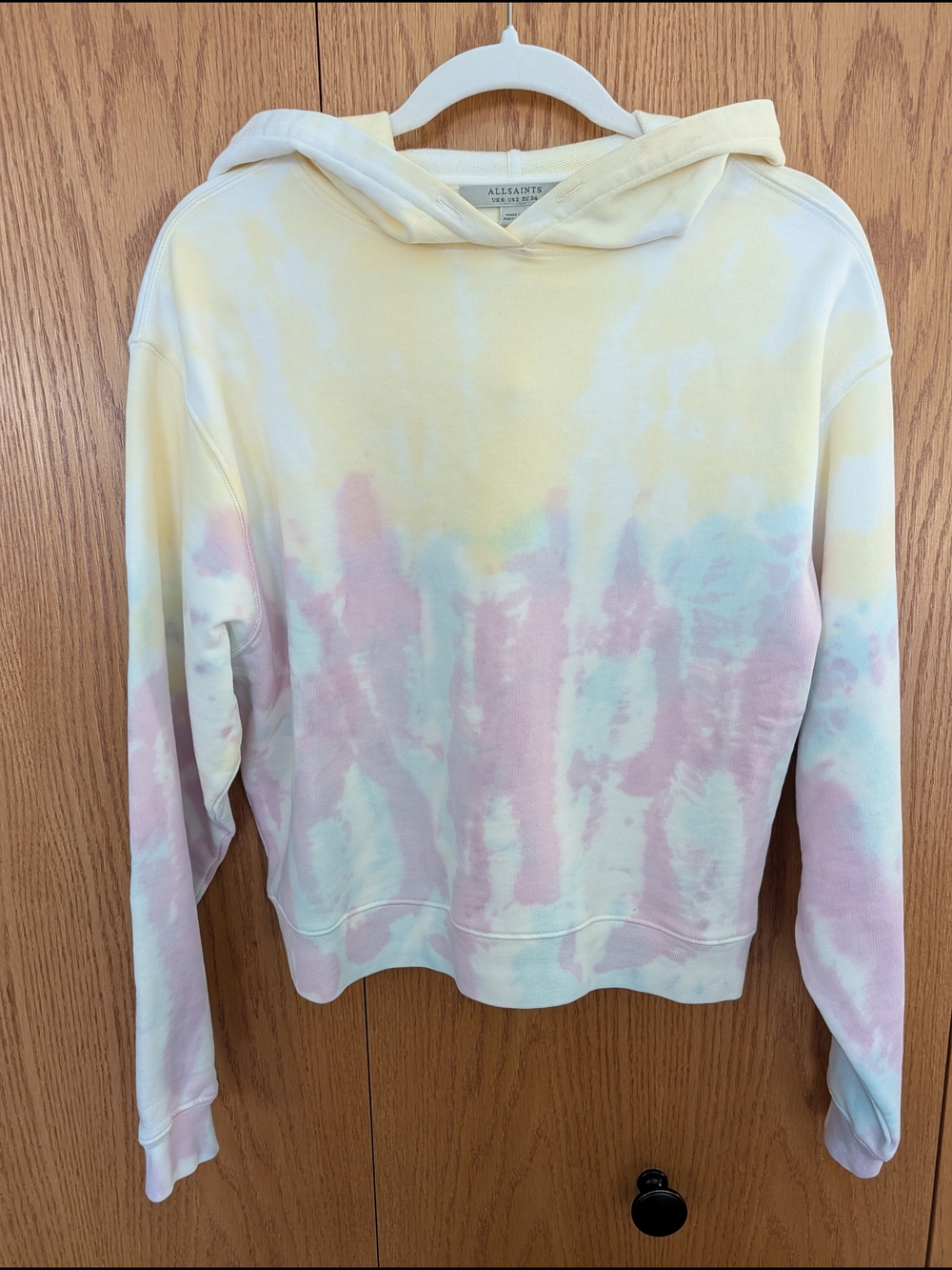 NWOT All Saints Pippa Yellow/Lilac Tie Dye Hoodie